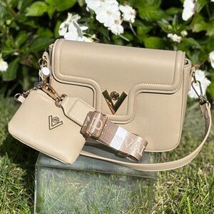 Valentino Orlandi Cream Crossbody Bag Set Including Wallet
